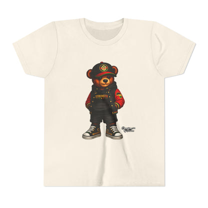 Kids Teddy Bear Streetwear Tee — 'Strength' Graphic Youth T-Shirt