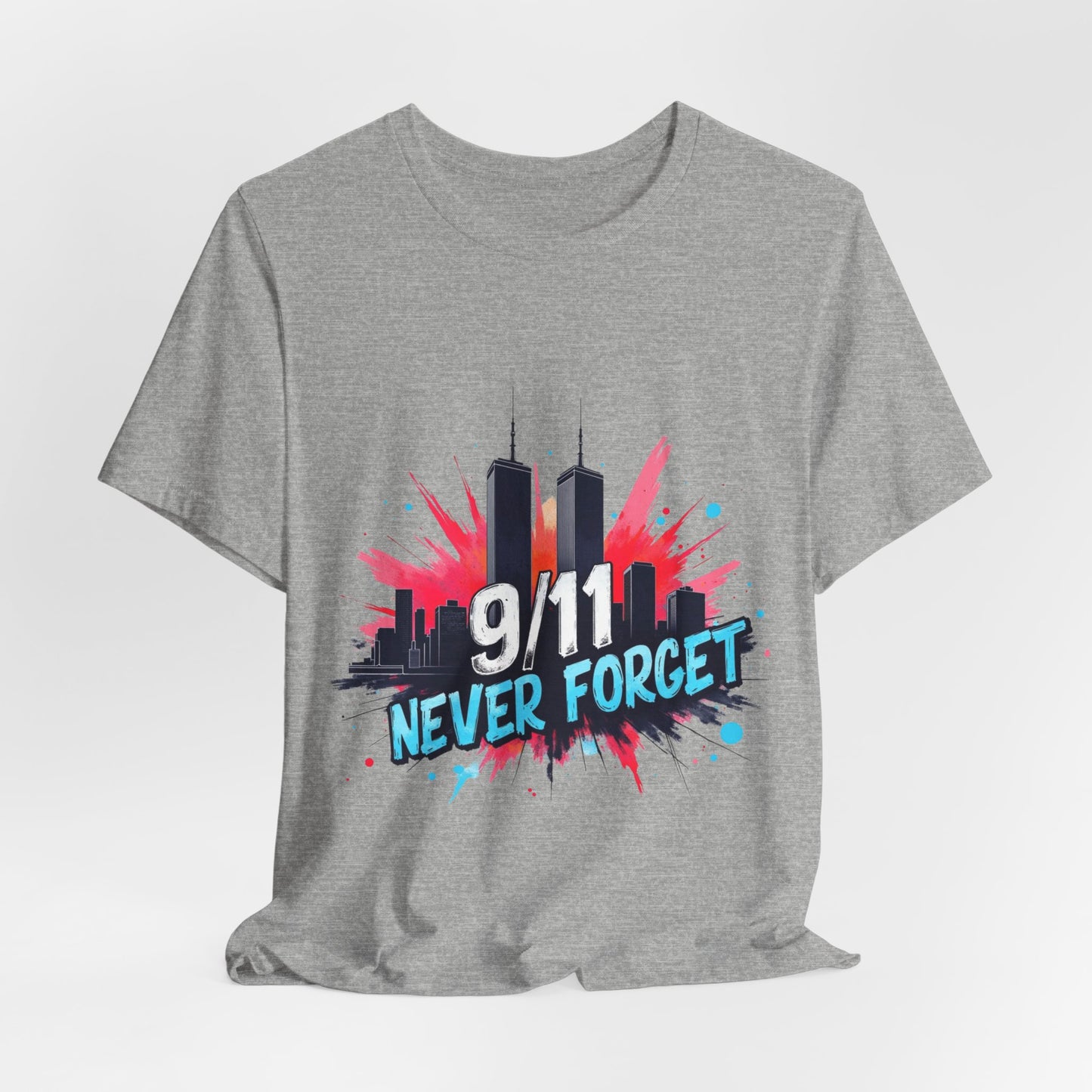 9/11 Never Forget T-Shirt — Patriotic Memorial Tee with Twin Towers Graphic