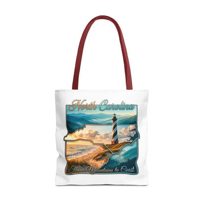 North Carolina Lighthouse Tote Bag — "From Mountains to Coast" Scenic Beach Tote