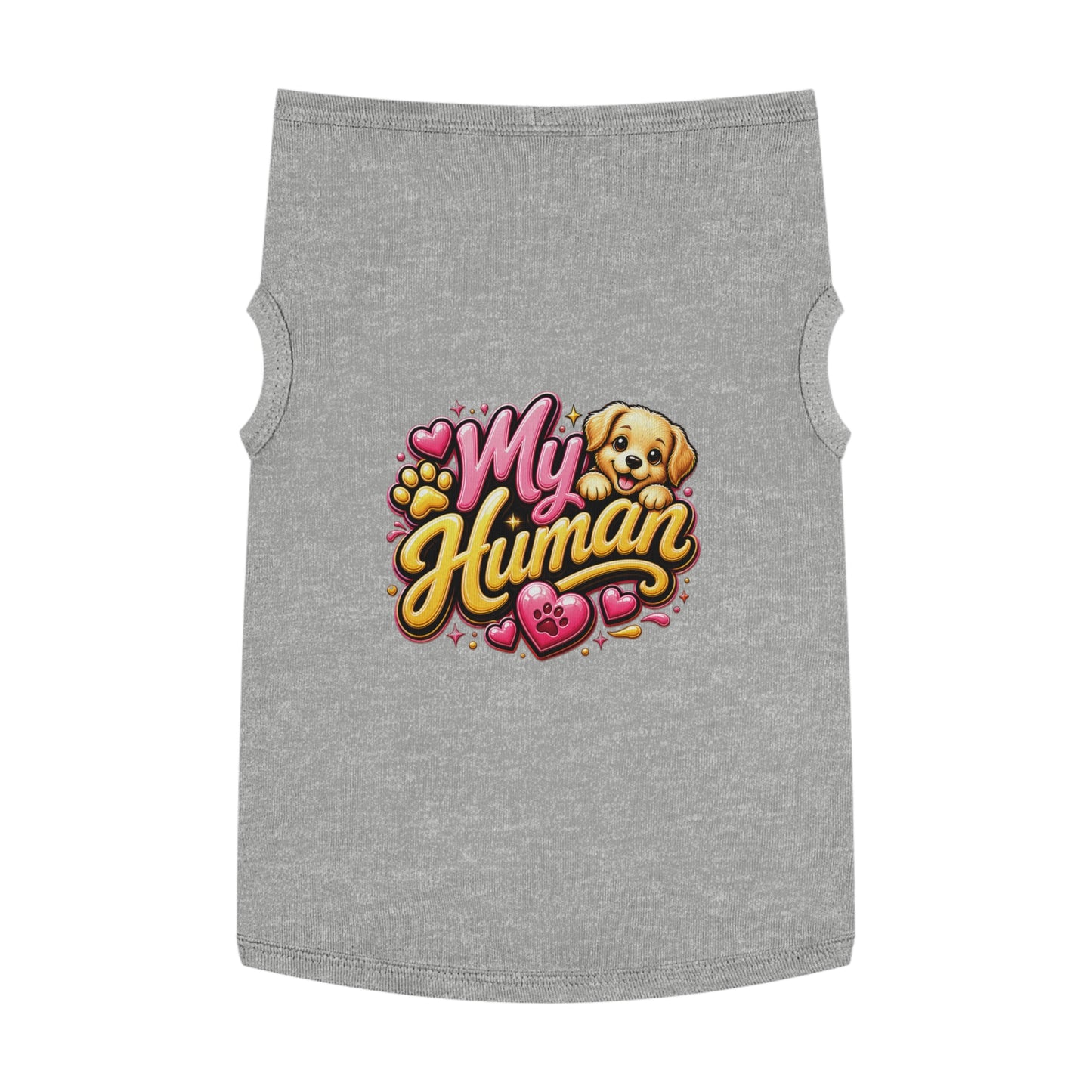 My Human Pet Tank Top — Cute Dog Paw & Heart Graphic