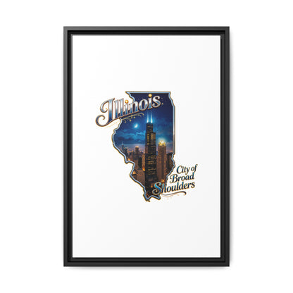 Illinois City of Broad Shoulders Matte Canvas Framed Wall Art