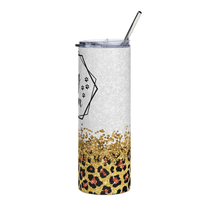 Dog Mom Leopard 20oz Stainless Steel Tumbler – Insulated Travel Cup with Straw