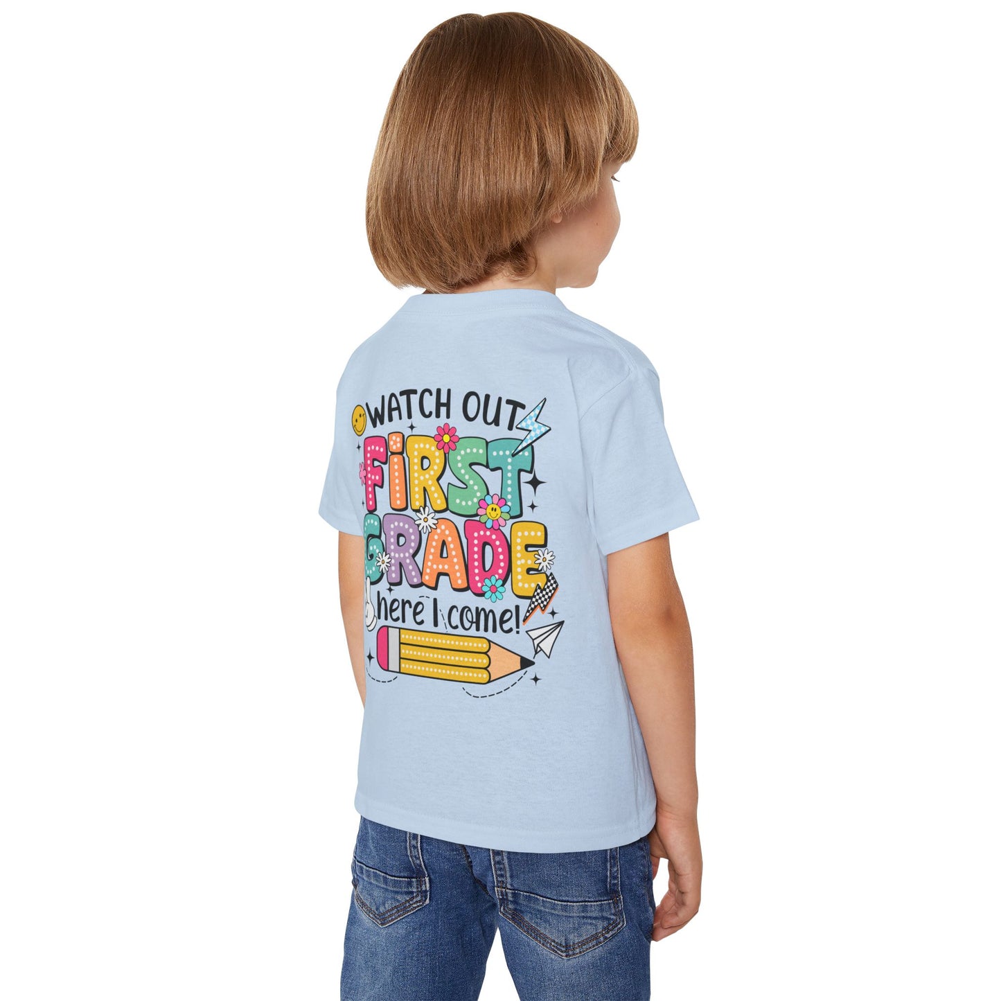 First Grade Toddler T‑Shirt – "Watch Out First Grade Here I Come!" Back‑To‑School Tee