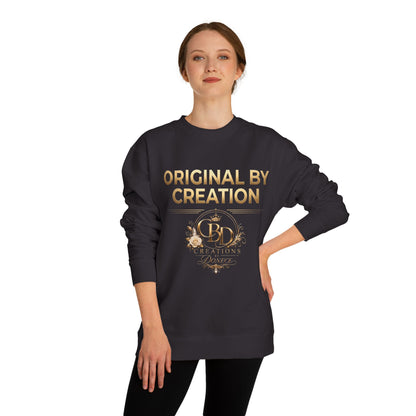 Original By Creation Crewneck Sweatshirt — Gold Emblem Inspirational Pullover
