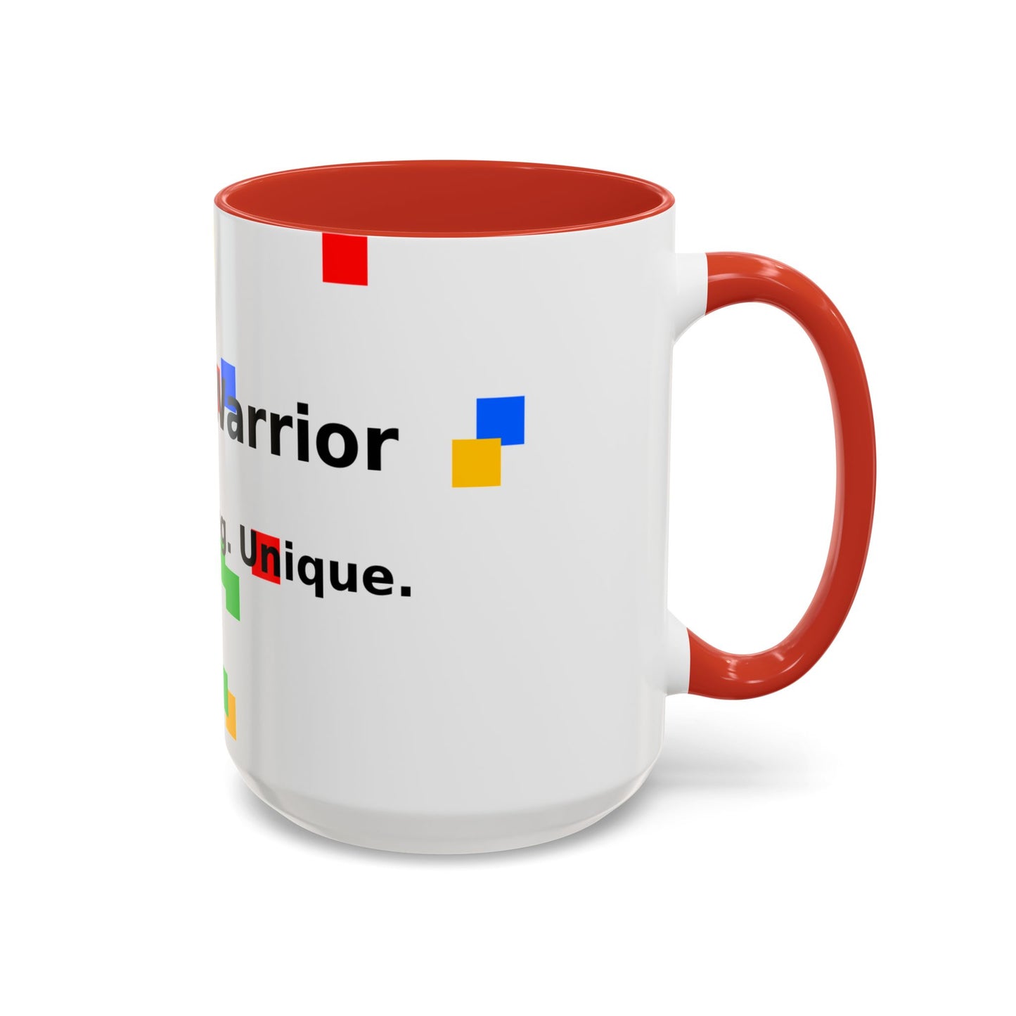 Autism Warrior Accent Coffee Mug – Bold Puzzle Pieces, Proud. Strong. Unique. (11/15oz)