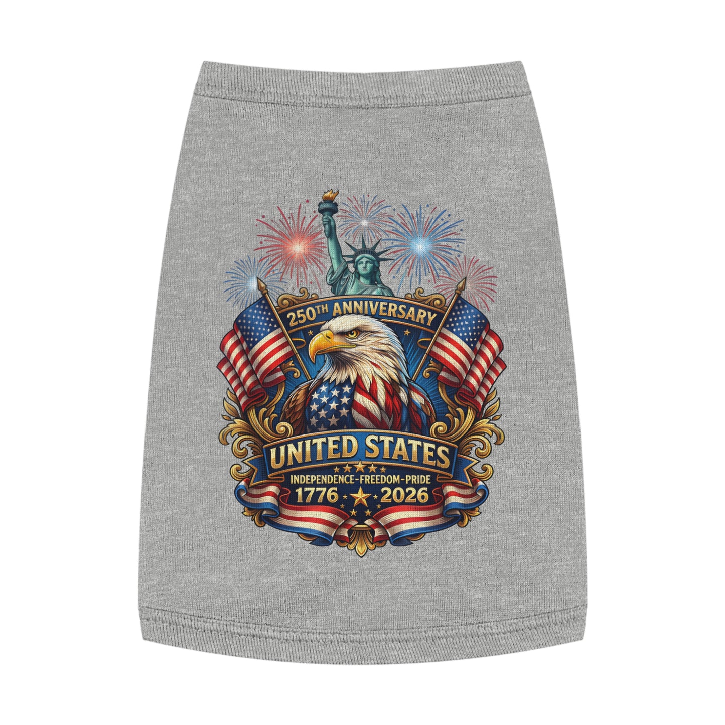 Patriotic Pet Tank — "United States 250th Anniversary 1776–2026" Dog Tank Top