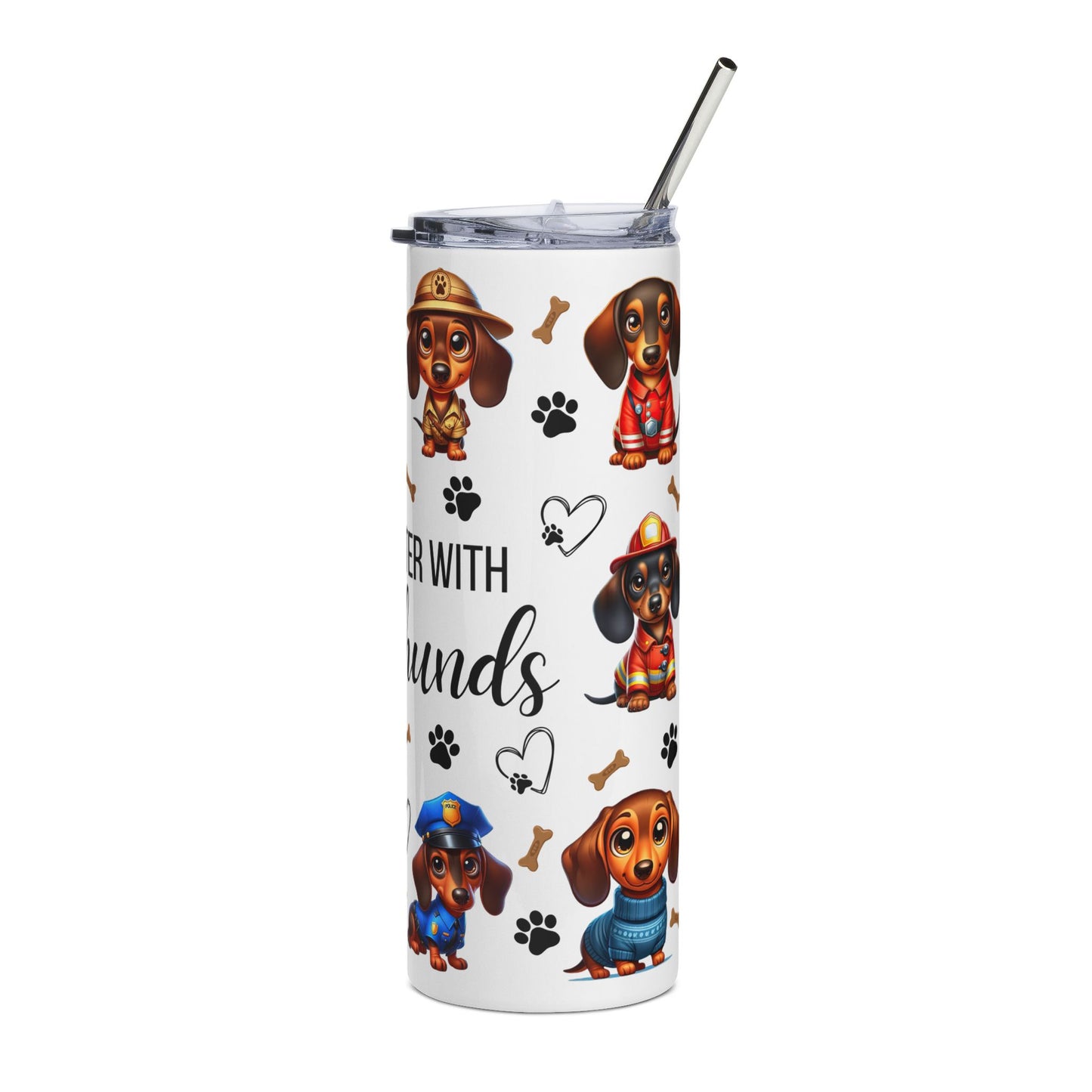 Dachshund Tumbler 20oz – "Life Is Better With Dachshunds" Stainless Steel Travel Cup
