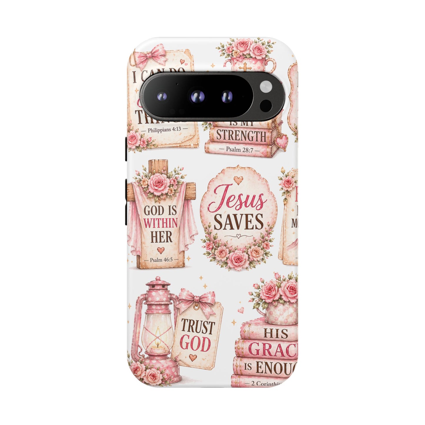 Faith Phone Case — 'Jesus Saves' Floral Christian Scripture iPhone Case