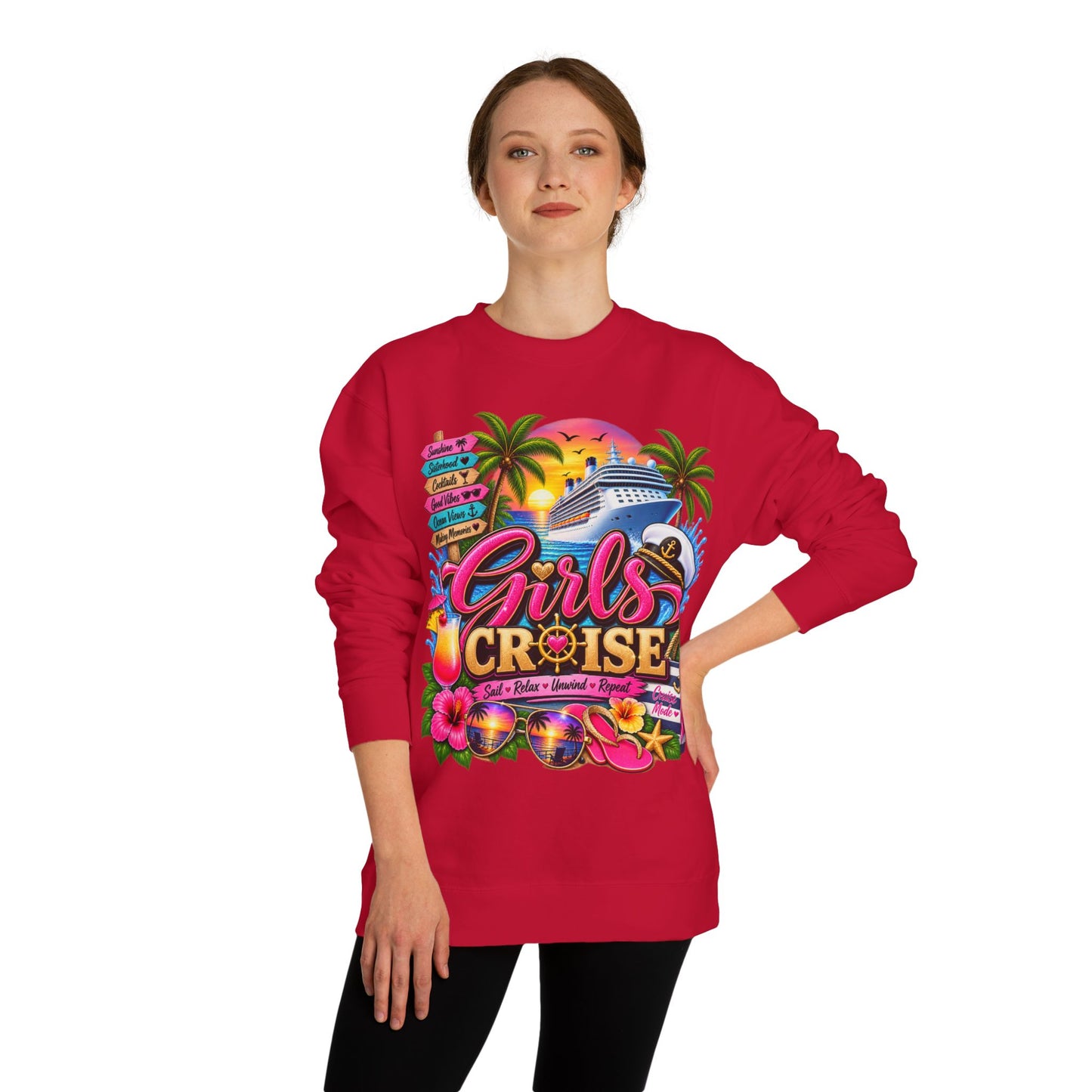 Girls Cruise Sweatshirt — Tropical Bachelorette/Group Vacation Crewneck