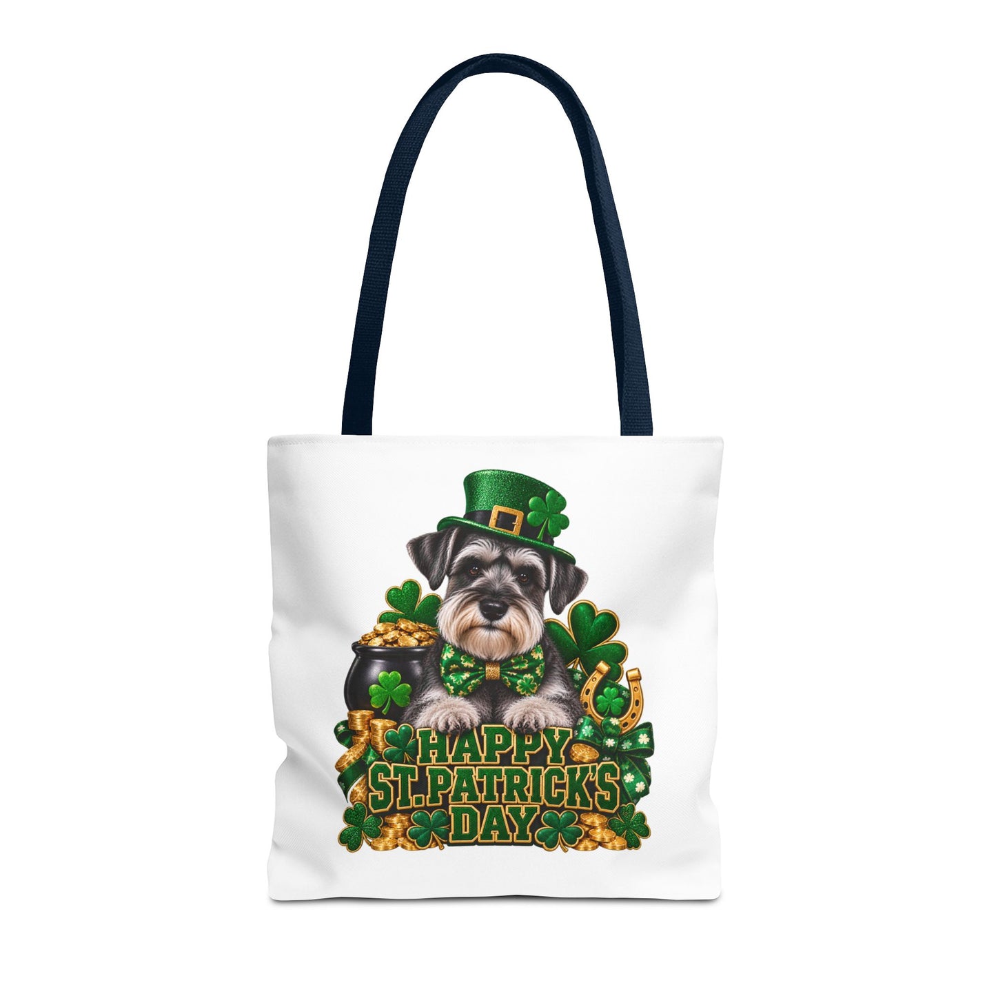 St. Patrick’s Day Schnauzer Tote Bag — Happy St. Patrick’s Day Shamrock & Gold Pot Gift