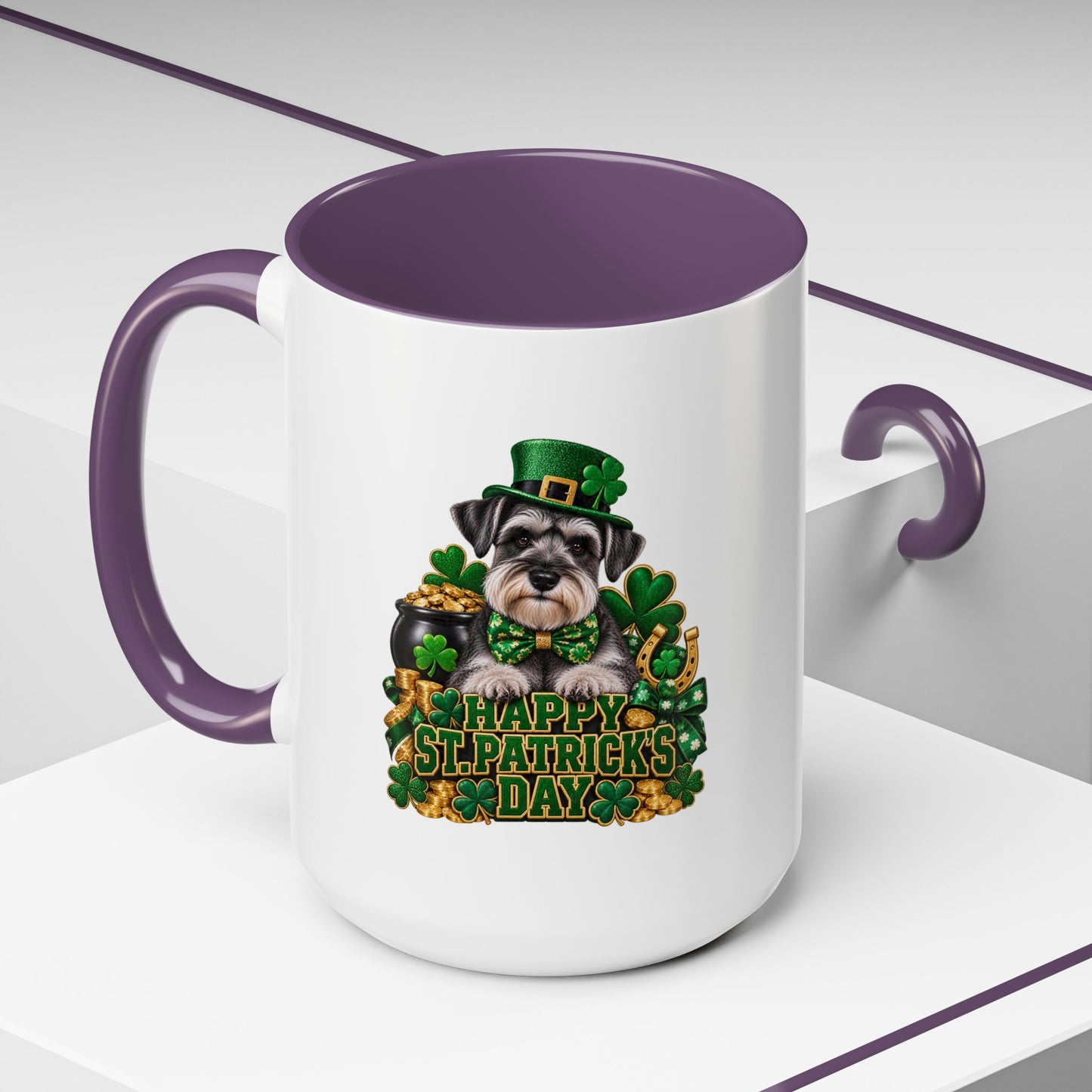 St. Patrick's Day Schnauzer Coffee Mug – Happy St. Patrick's Day Accent Mug