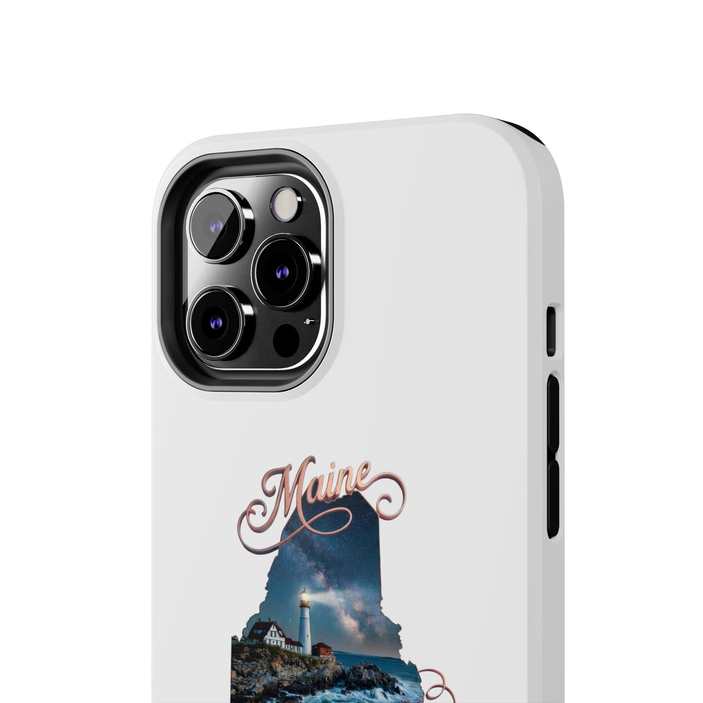Maine Lighthouse Tough Phone Case — "Can't Get There From Here" State Silhouette