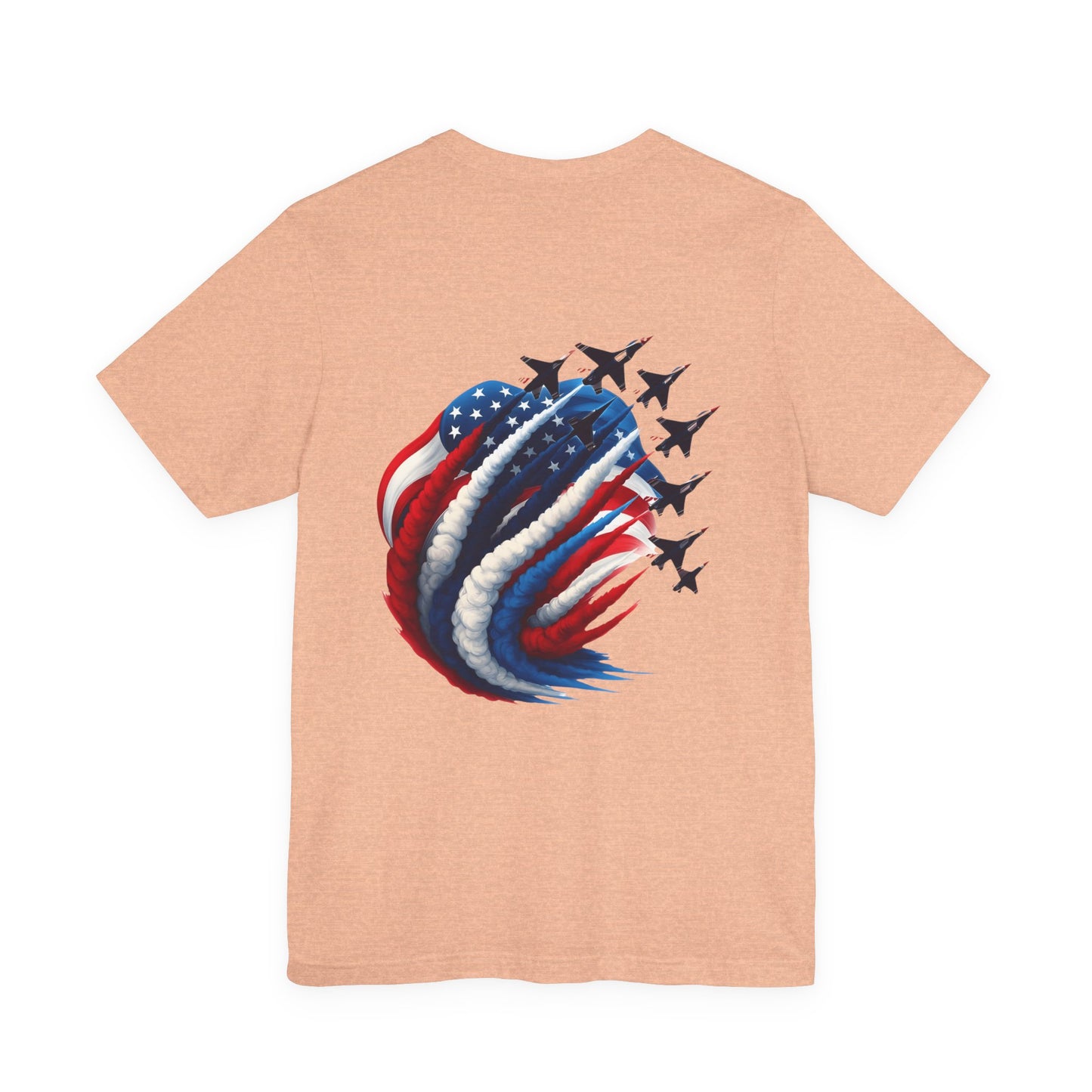 Patriotic Jet Flyover T-Shirt — American Flag Smoke Trail Tee