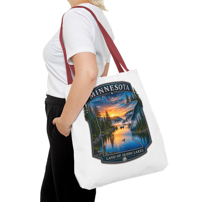 Minnesota Scenic Tote Bag — 'Land of 10,000 Lakes' Sunset Lake Design