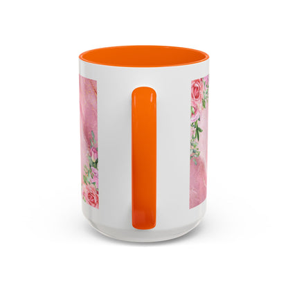 Mother’s Love Accent Coffee Mug — “A Mother's Love is the Heart of the Family” (Pink Floral, 11/15oz)