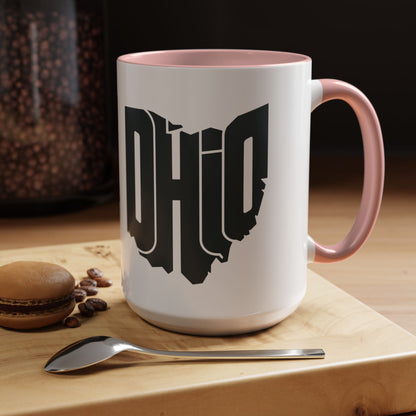 Ohio State Outline Accent Coffee Mug – Black Handle & Interior