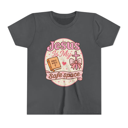 Youth Tee — "Jesus Is My Safe Space" Christian Kids T-Shirt