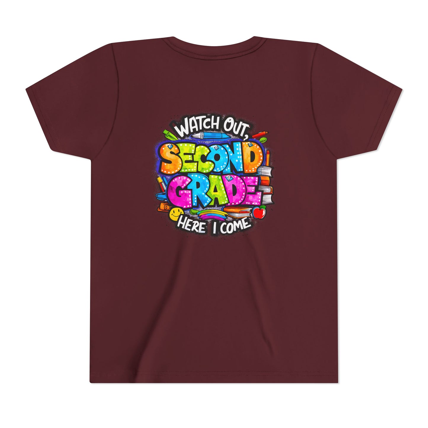 Second Grade Kids Tee - "Watch Out Second Grade Here I Come" Colorful Back-to-School Shirt