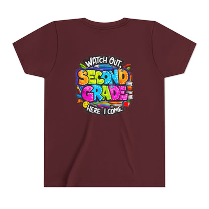 Second Grade Kids Tee - "Watch Out Second Grade Here I Come" Colorful Back-to-School Shirt