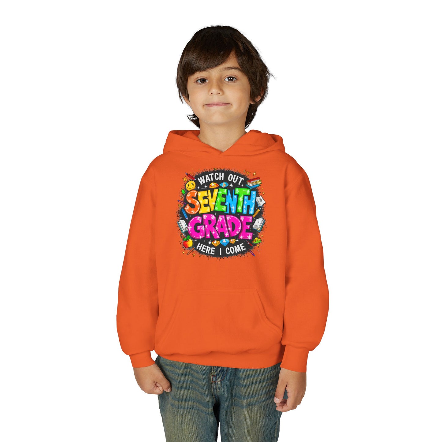 Seventh Grade Hoodie — "Watch Out Seventh Grade Here I Come" Kids Back-to-School Sweatshirt