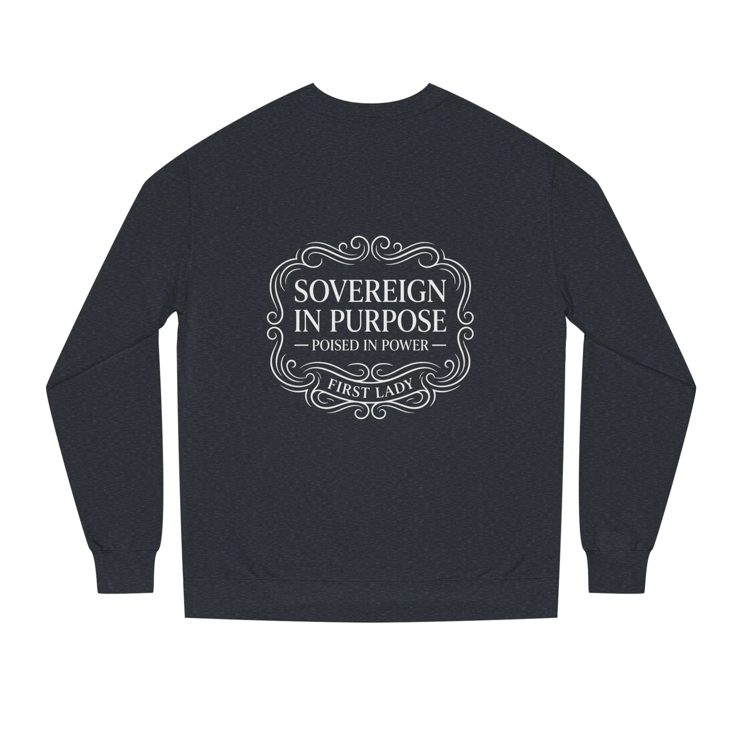White Crewneck Sweatshirt — Subtle Embossed 'Nowhere to Be Found' Minimal Design