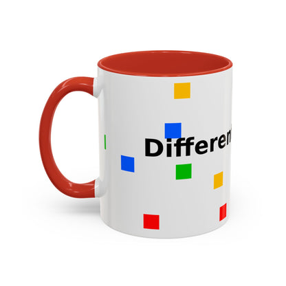 Accent Coffee Mug — 'Different Not Less' Pride-Inclusive Color Block Design (11/15oz)