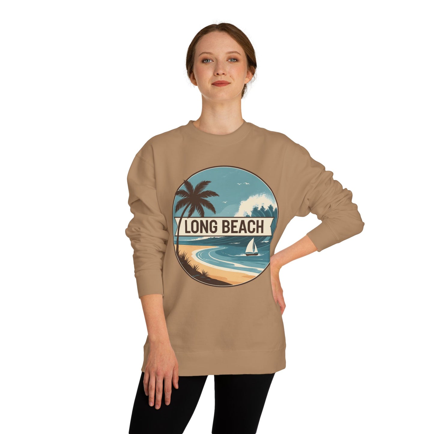 Long Beach Vintage Beach Scene Sweatshirt
