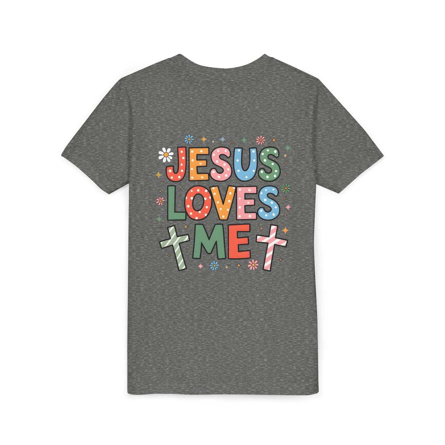 Youth Tee — "Jesus Loves Me" Colorful Christian Kids T-Shirt