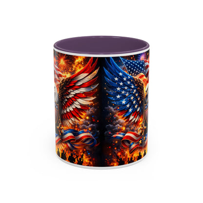 Patriotic Eagle Coffee Mug — American Flag Bald Eagle Accent Mug (11/15oz)