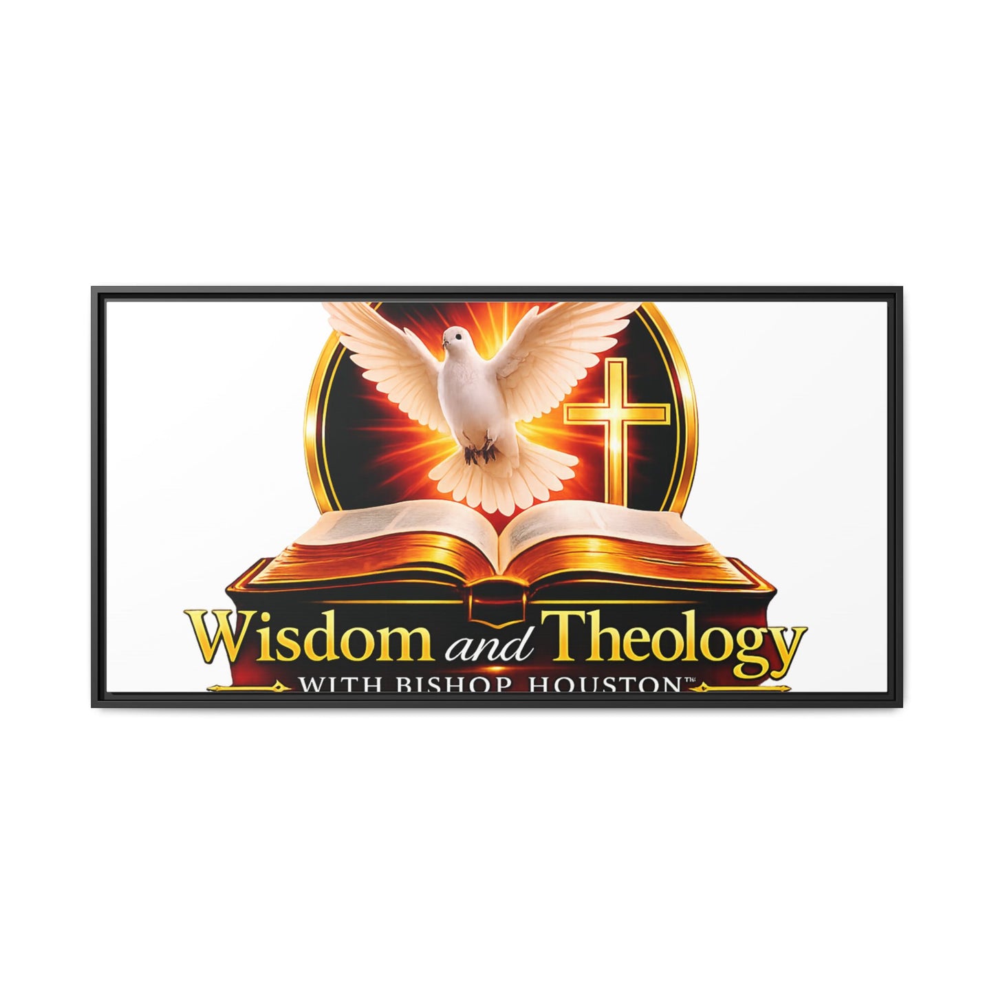 Framed Canvas Print — "Wisdom and Theology" Dove & Bible Wall Art