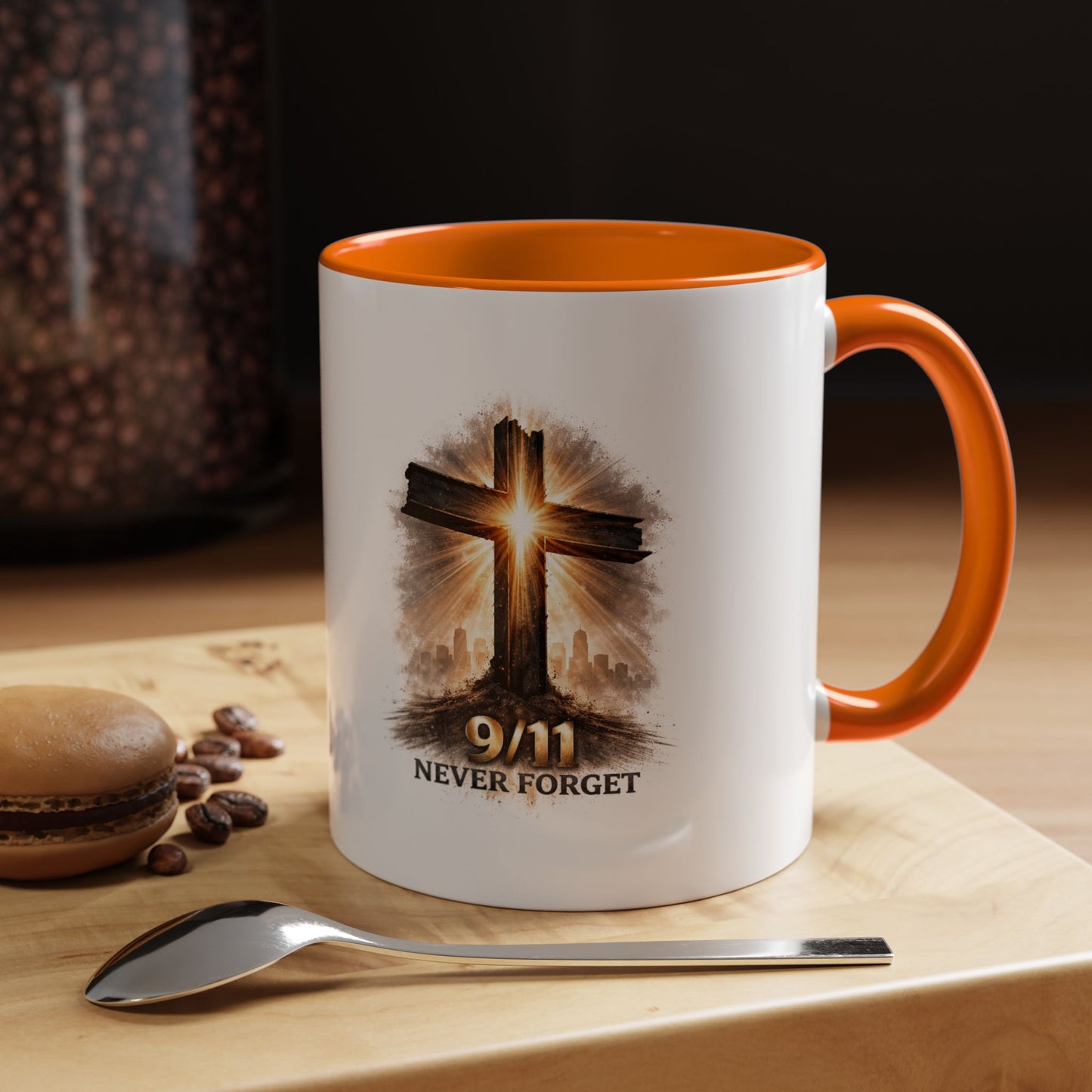 9/11 Never Forget Coffee Mug — Religious Memorial Accent Mug