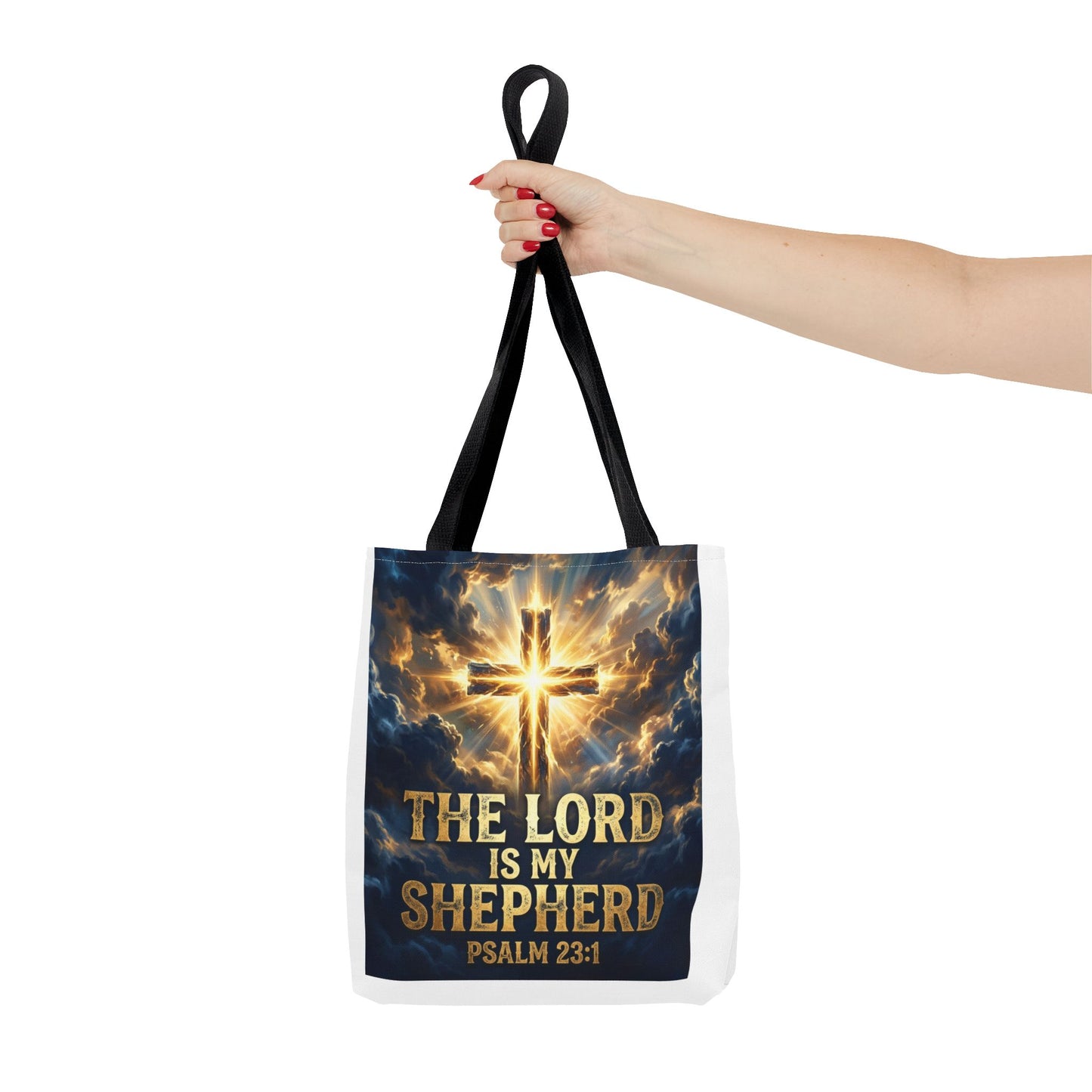 "The Lord Is My Shepherd" - Psalm 23:1 Religious Cross Tote Bag