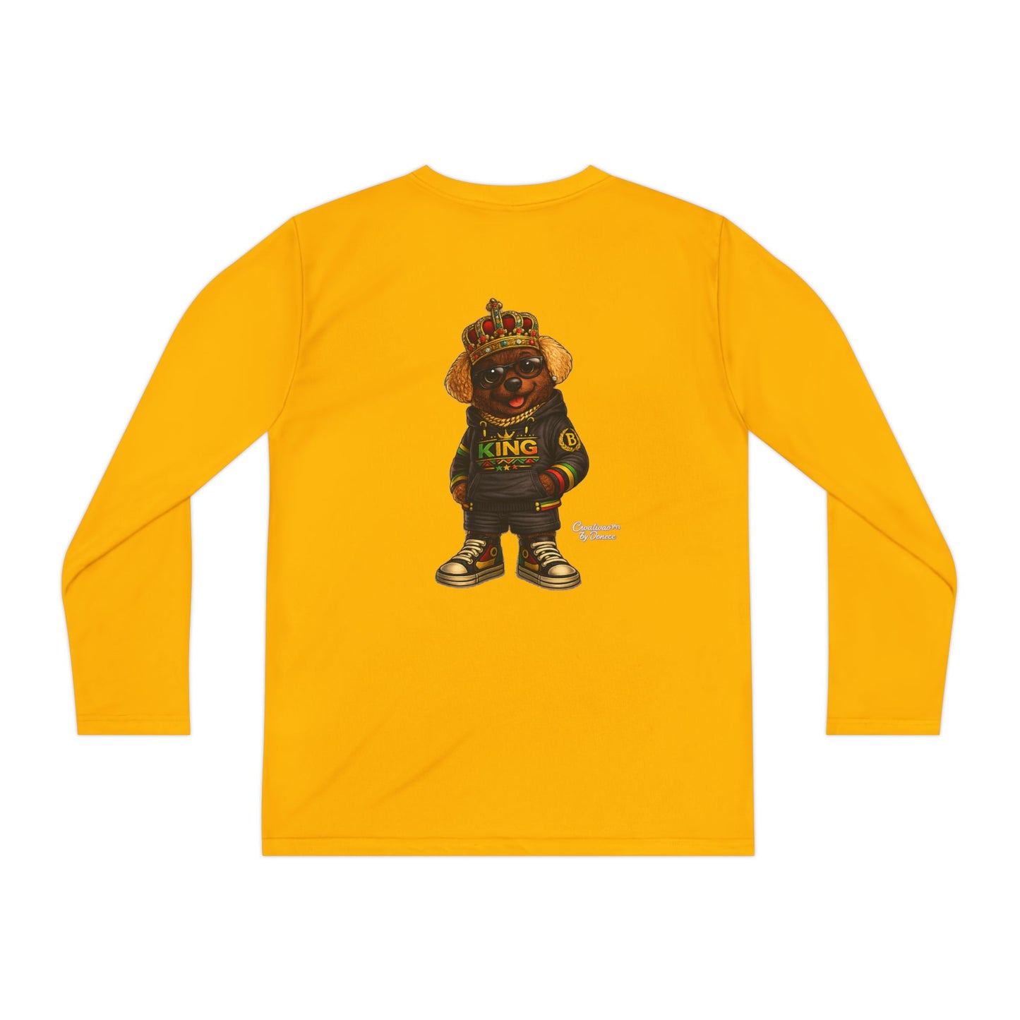 Youth Long Sleeve Tee — 'King' Bear Graphic