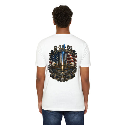 9/11 Never Forget Tribute T-Shirt — World Trade Center Memorial Tee