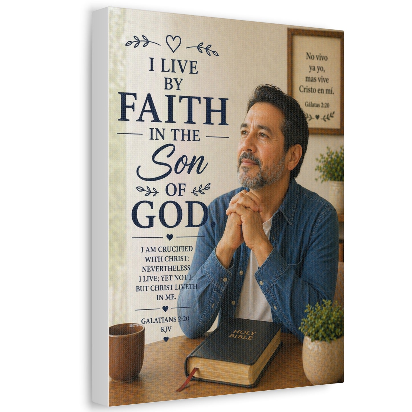 Faith in the Son of God Stretched Canvas — Inspirational Christian Wall Art with Galatians 2:20