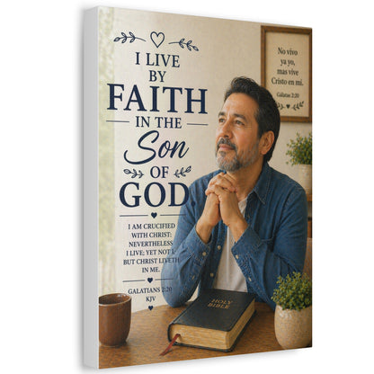 Faith in the Son of God Stretched Canvas — Inspirational Christian Wall Art with Galatians 2:20