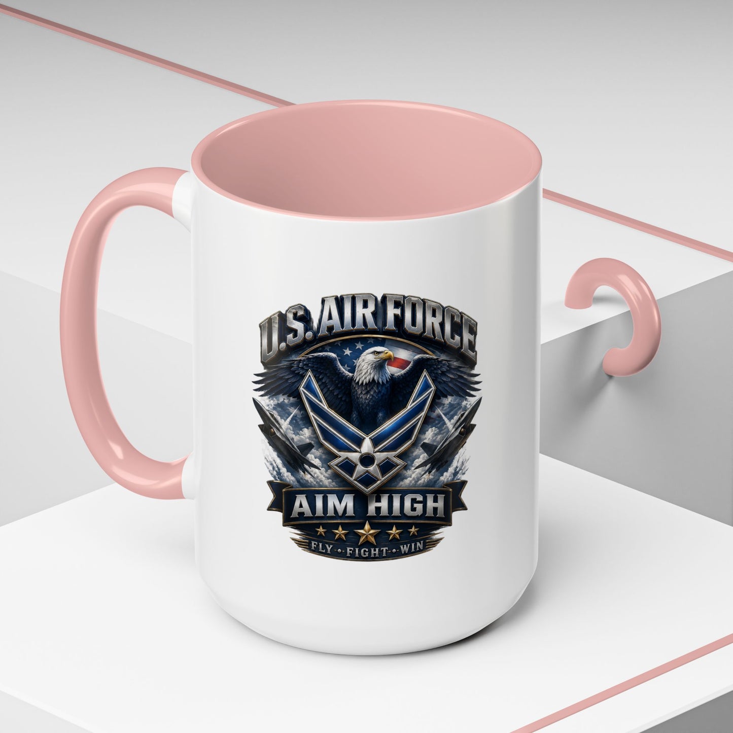 U.S. Air Force Accent Coffee Mug — Aim High Eagle Design (11/15 oz)