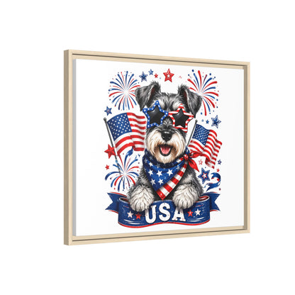 USA Patriotic Schnauzer Canvas Print — 4th of July Wall Art