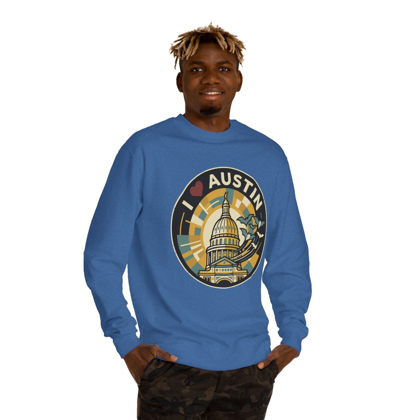 I  Austin Crewneck Sweatshirt — Austin Capitol Retro Graphic