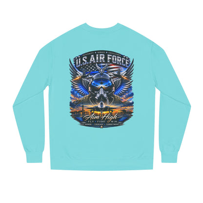 U.S. Air Force Crewneck Sweatshirt — "Aim High" Fighter Jet Graphic