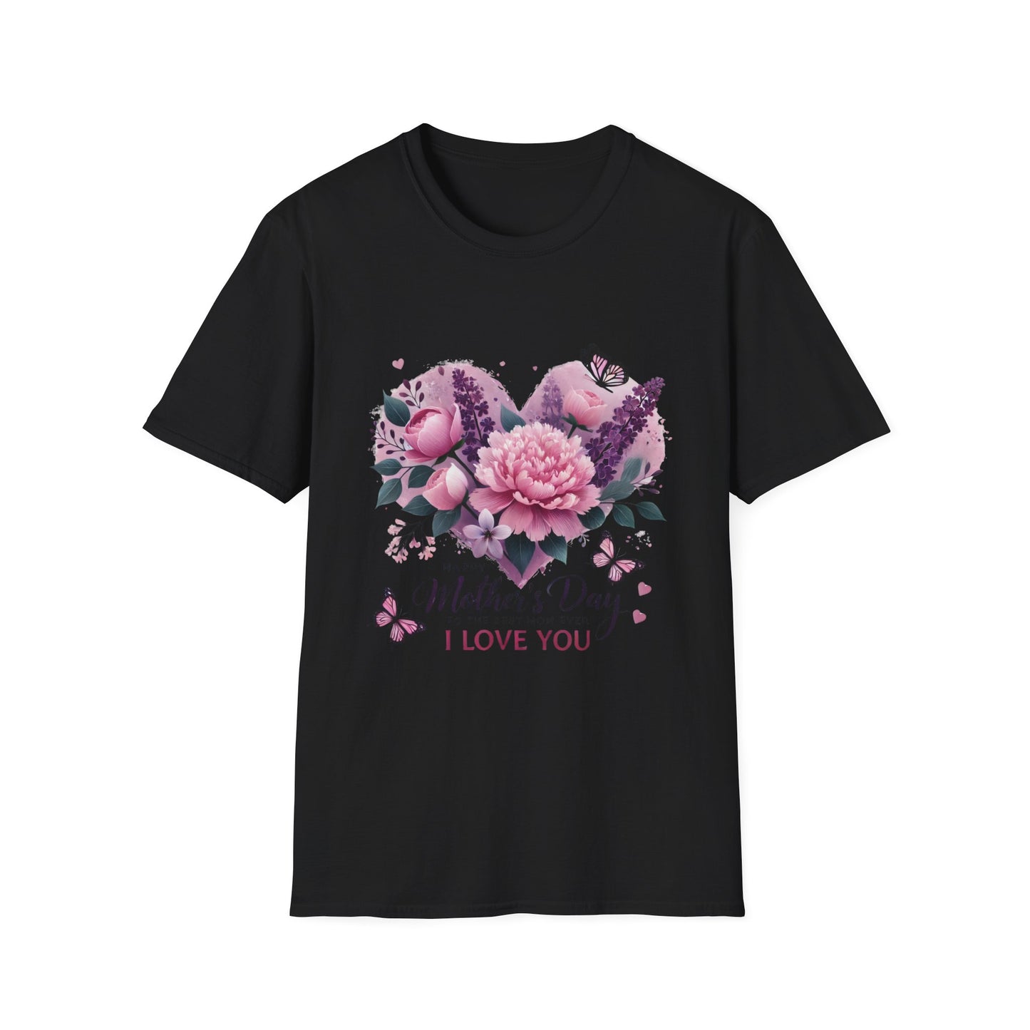Mother's Day Floral T-Shirt — "Mother's Day I Love You" Heart Bouquet