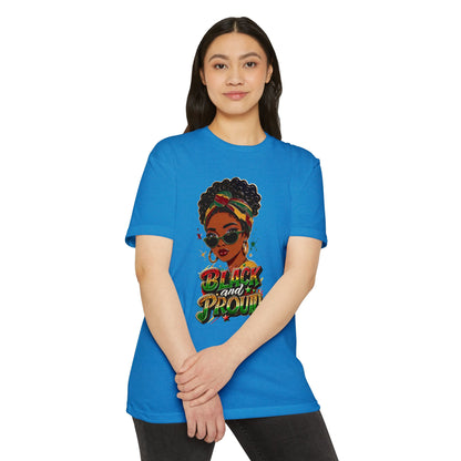 Black and Proud Graphic T-Shirt — Afrocentric Woman Design