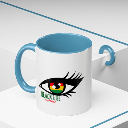 Black Life Matters Eye Accent Coffee Mug — Pan-African Pride 11/15oz