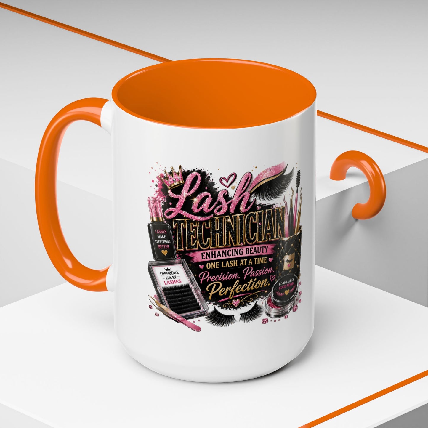 Lash Technician Coffee Mug – 'Enhancing Beauty One Lash at a Time' Accent Mug