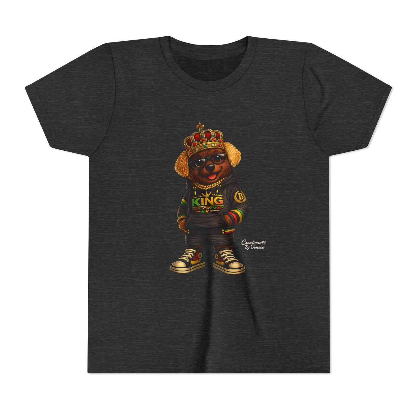 Youth Tee — 'Lil King' Crowned Bear Graphic Shirt