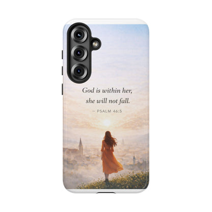 Inspirational Psalm 46:5 Phone Case — 'God is within her, she will not fall' Christian Phone Cover