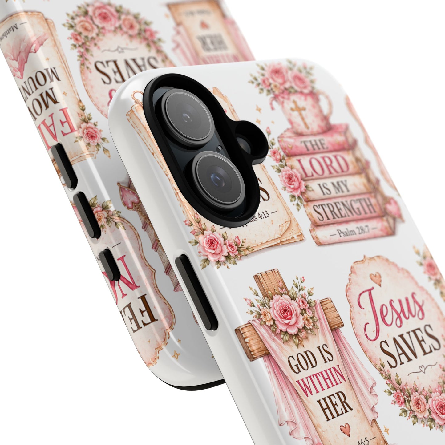 Faith Phone Case — 'Jesus Saves' Floral Christian Scripture iPhone Case