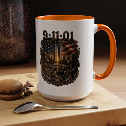 9·11 Memorial Coffee Mug — Never Forget Tribute Accent Mug (11/15oz)