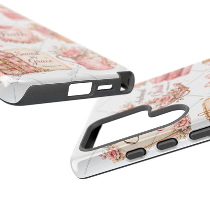 Faith Floral Phone Case – Christian Inspirational Scripture iPhone Cover (Choose Joy, Pray, Faith)