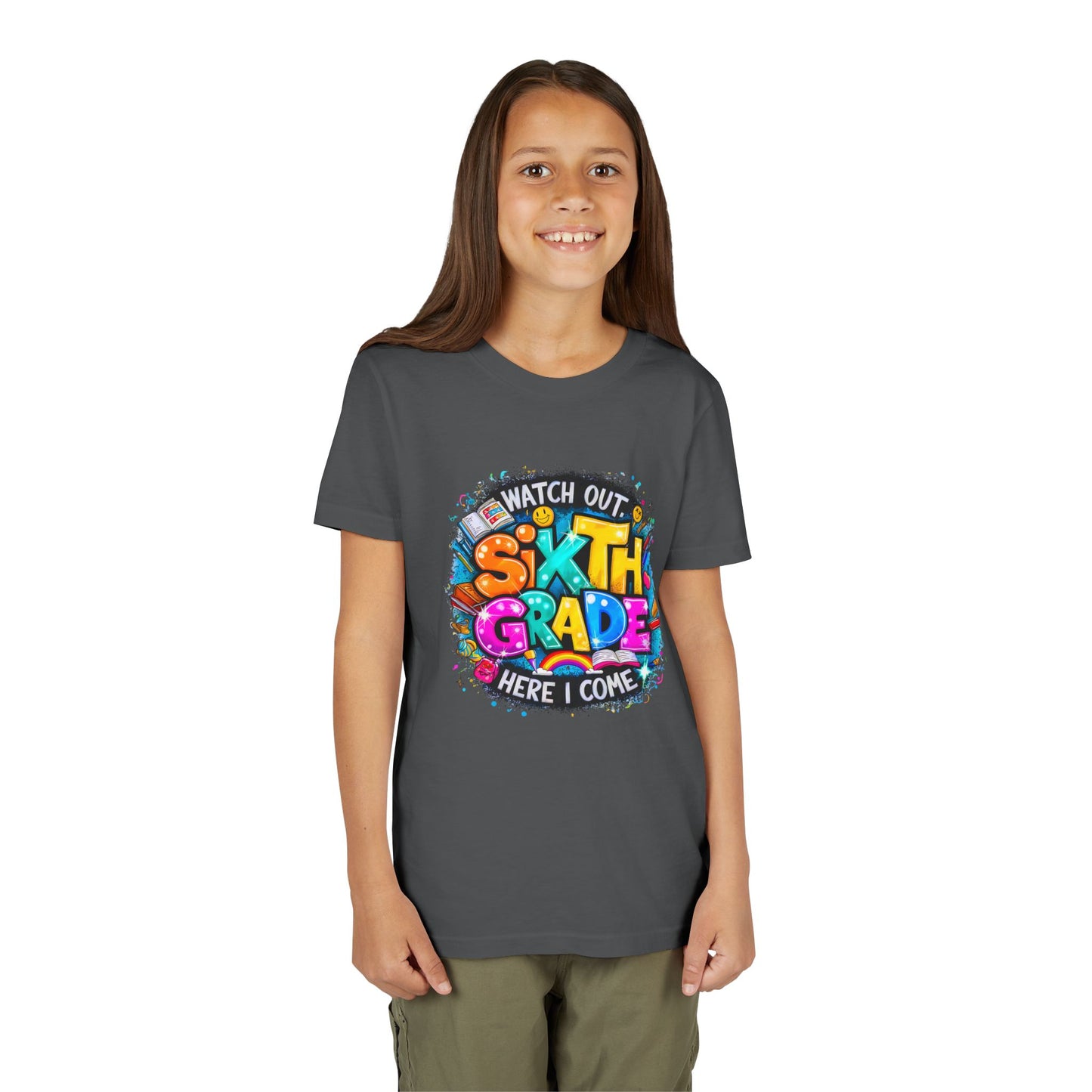 Youth Tee — "Watch Out Sixth Grade Here I Come" Back-to-School Graphic Shirt